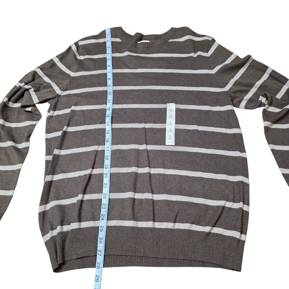 Sonoma Life Style Mens Striped Crew Neck Long Sleeve Sweater Size L Brown - Picture 3 of 7